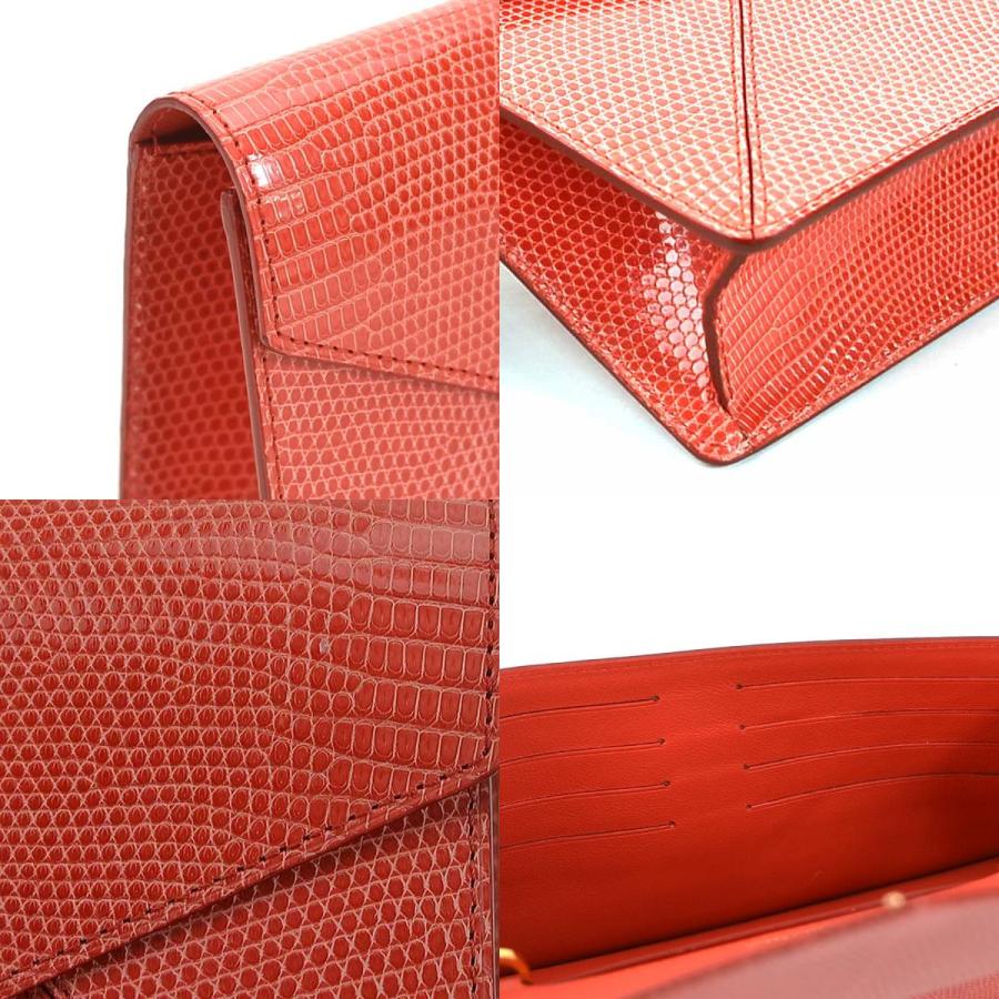 DELVAUX デルヴォー ショルダーバッグ クラッチバッグ リザード レッド