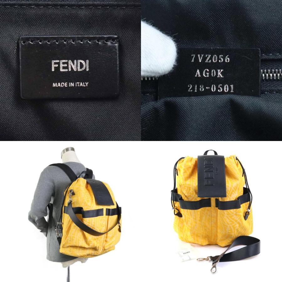FENDI（フェンディ） リュック キャンバス イエロー×ブラック
