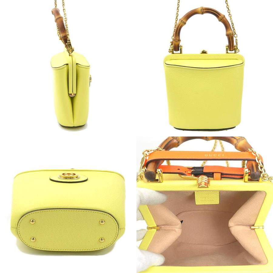 Gucci バンブーハンドル レザーショルダーバッグ イエロー グッチ GUCCI（グッチ） ハンドバッグ ショルダーバッグ バンブー レザー