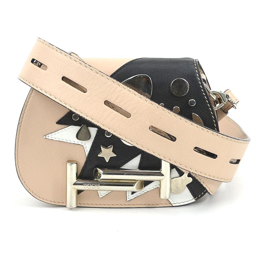 トッズ TOD'S 斜め掛けショルダーバッグ レザー ピンクベージュ