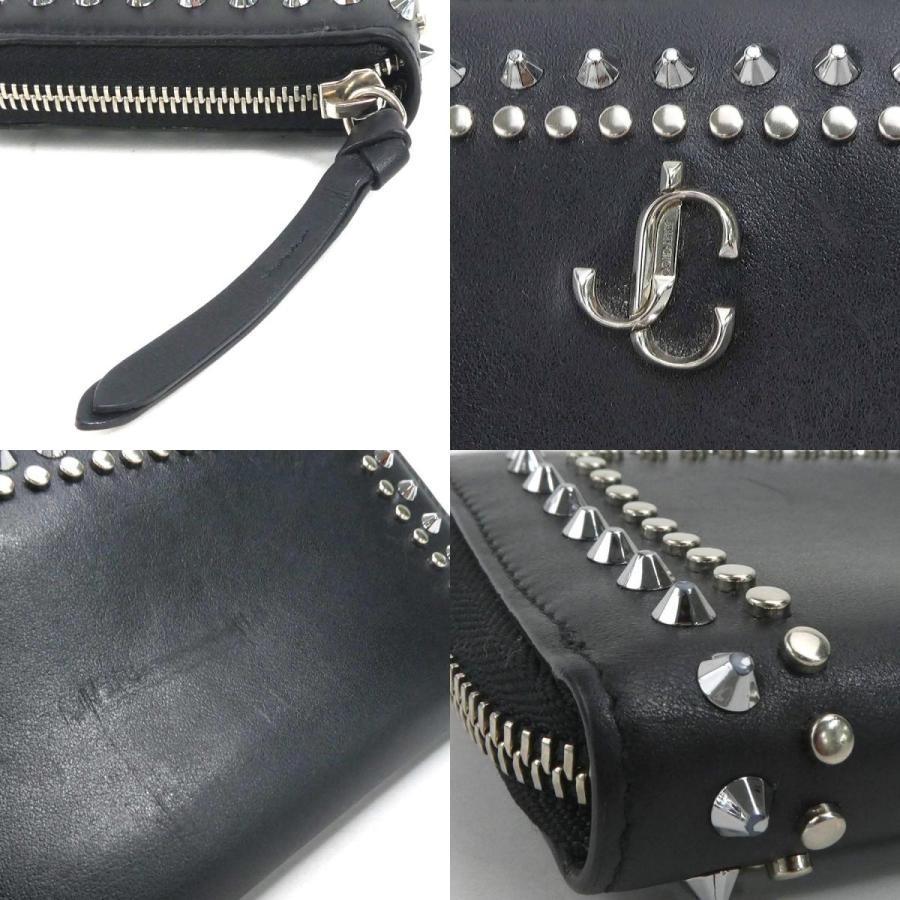 ジミーチュウ JIMMY CHOO ラウンドファスナー長財布 レザー ブラック 