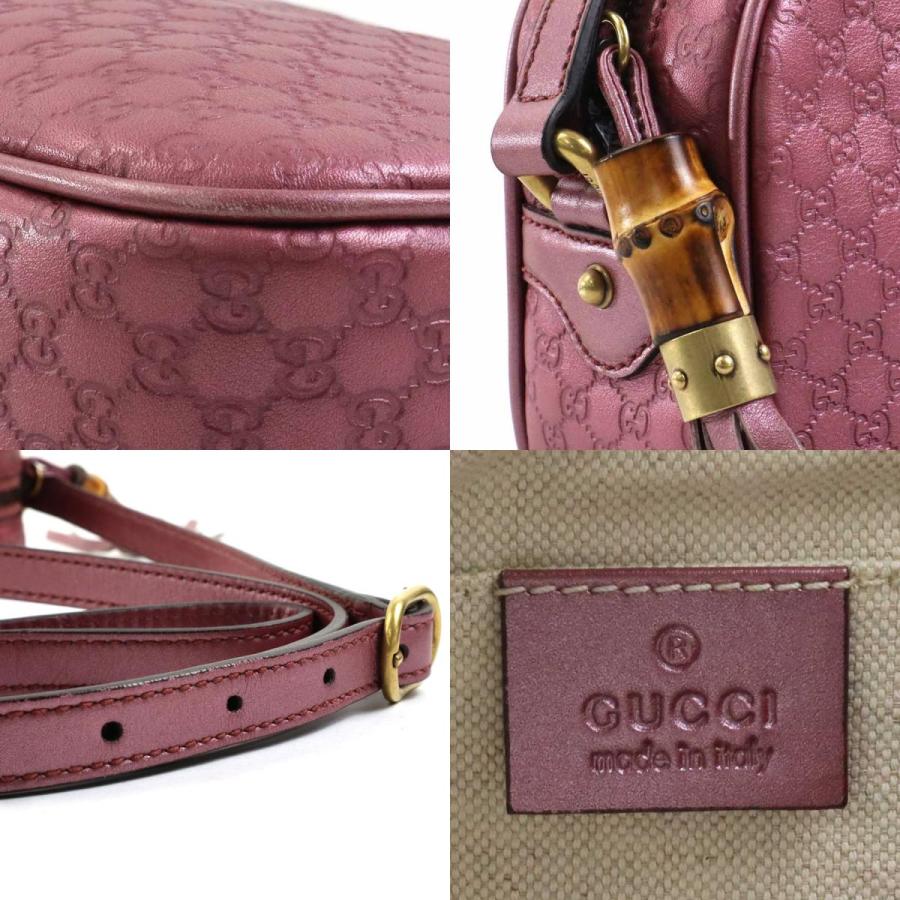 GUCCI（グッチ） 斜め掛けショルダーバッグ レザー メタリックピンク 