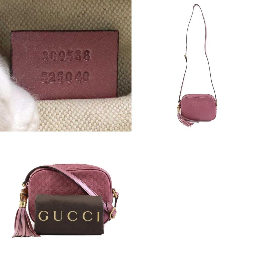 GUCCI（グッチ） 斜め掛けショルダーバッグ レザー メタリックピンク 