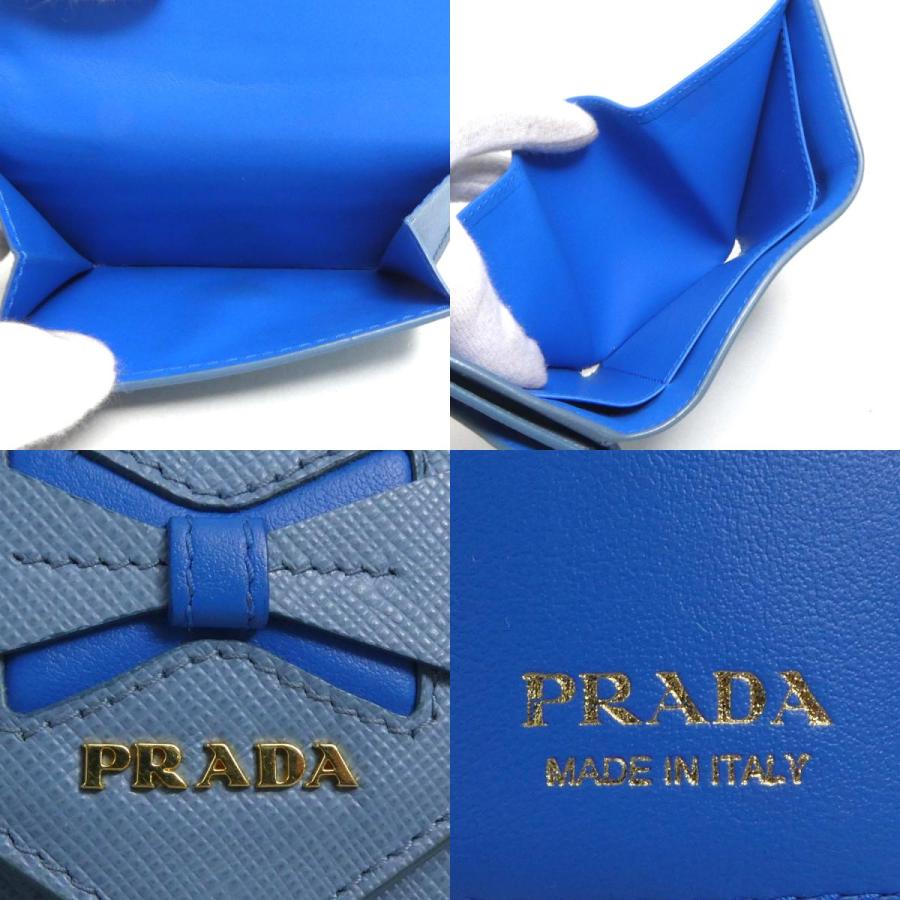 プラダ PRADA 三つ折り財布 レザー ライトブルー｜brandvalue-store｜05
