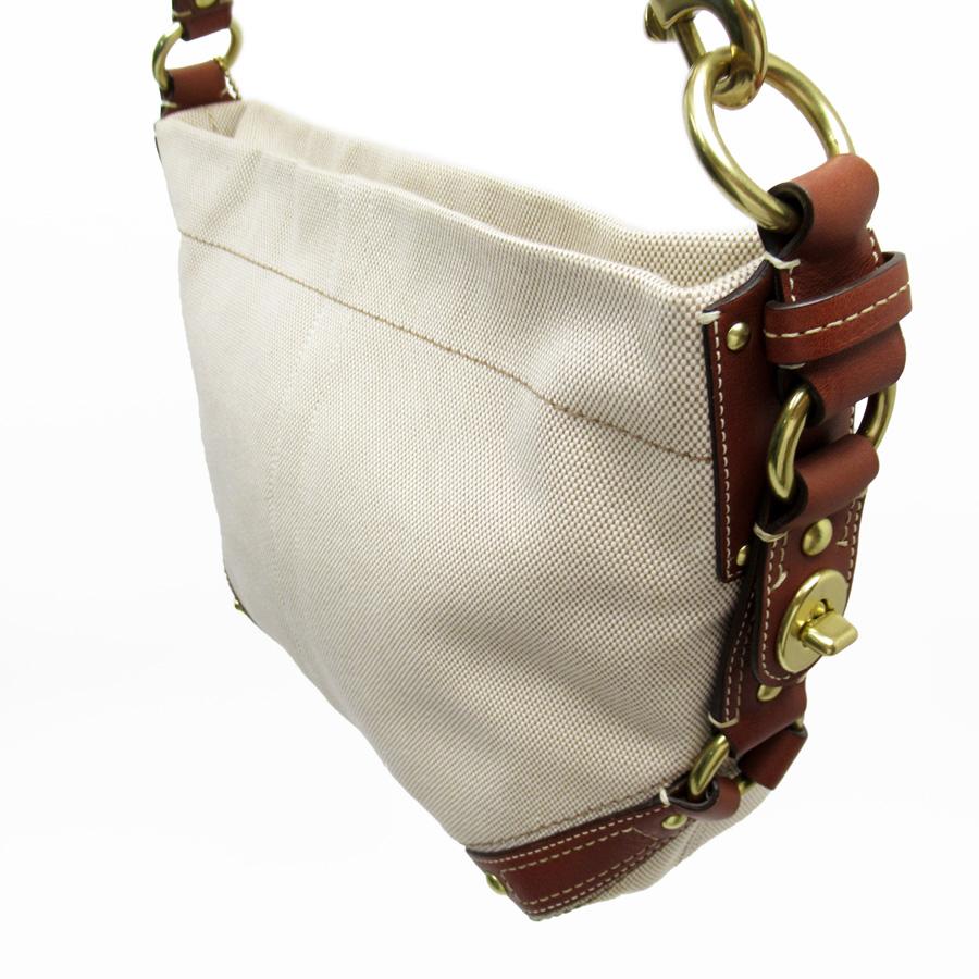 COACH（コーチ） ショルダーバッグ キャンバスxレザー アイボリーx