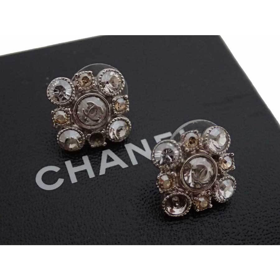 シャネル CHANEL ピアス ココマーク ラインストーンｘ金属素材