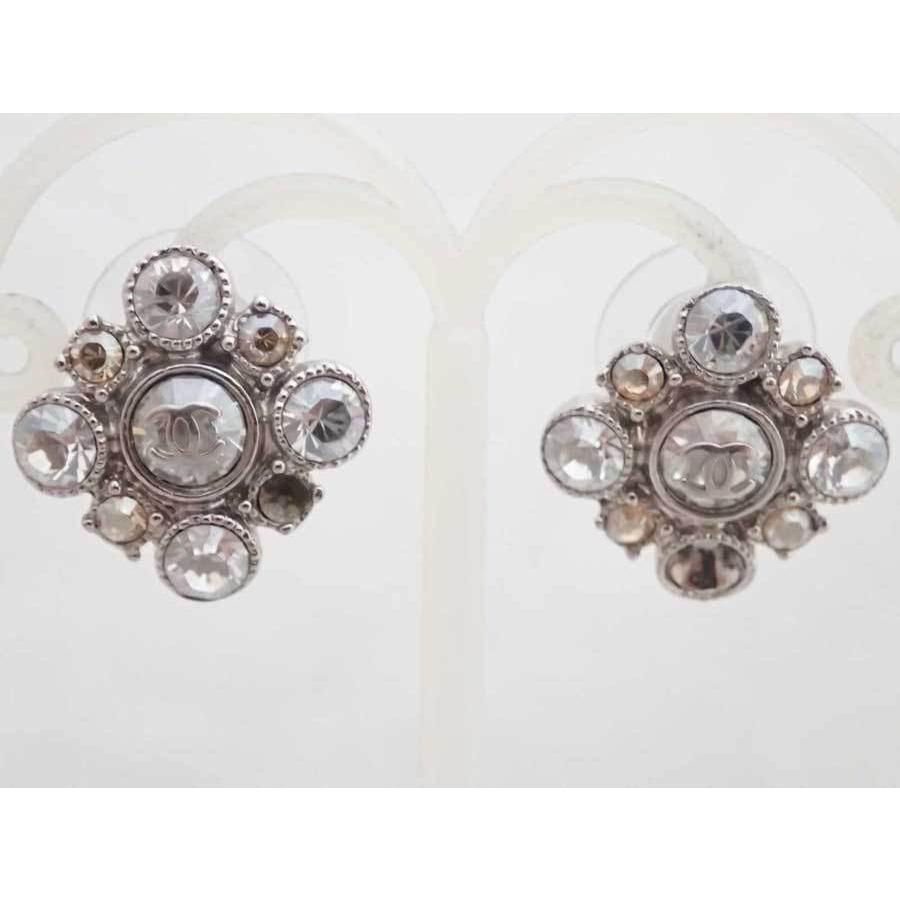 シャネル CHANEL ピアス ココマーク ラインストーンｘ金属素材