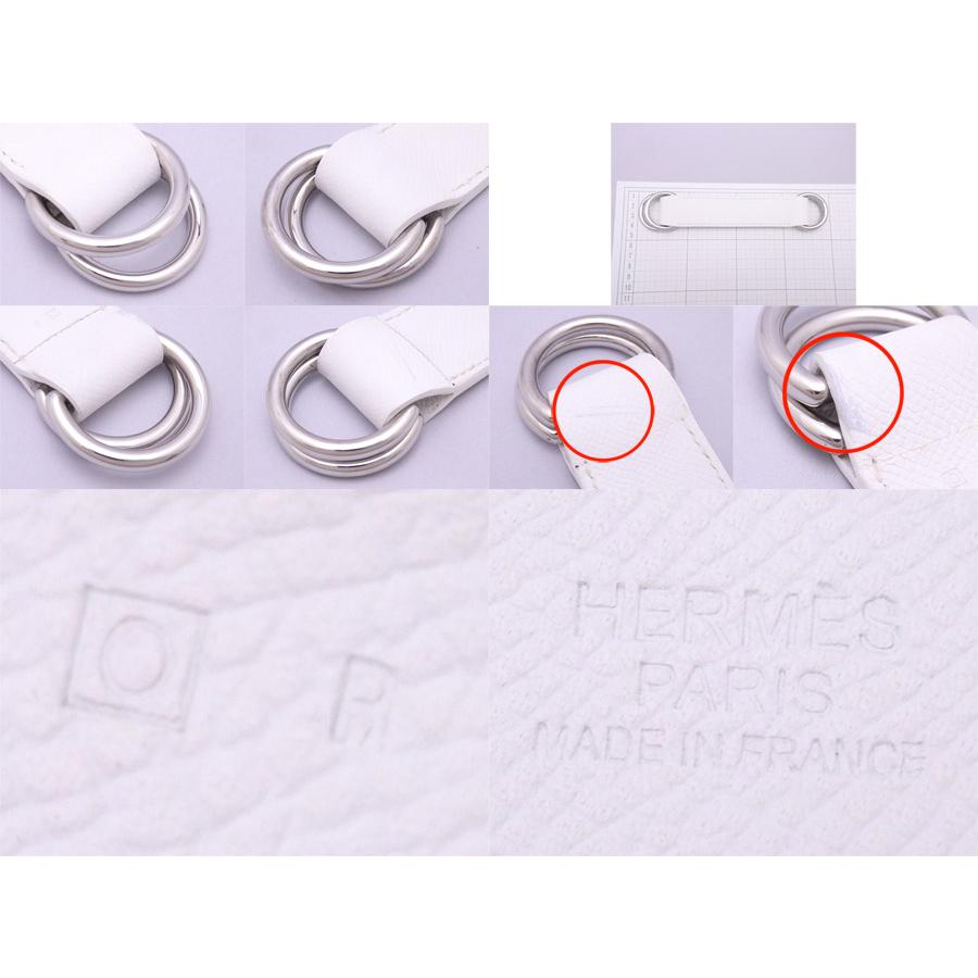 レザー【 良品 】 エルメス　スカーフベルト　白　レザー　銀金具　フランス製 HERMES（エルメス） スカーフハンドルストラップ スカーフベルト