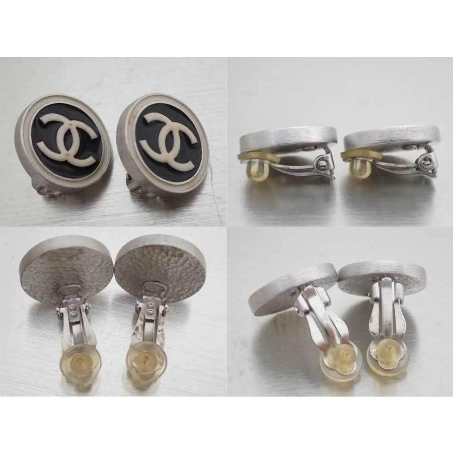 CHANEL シャネル イヤリング ココマーク 金属素材xエナメル シルバー 