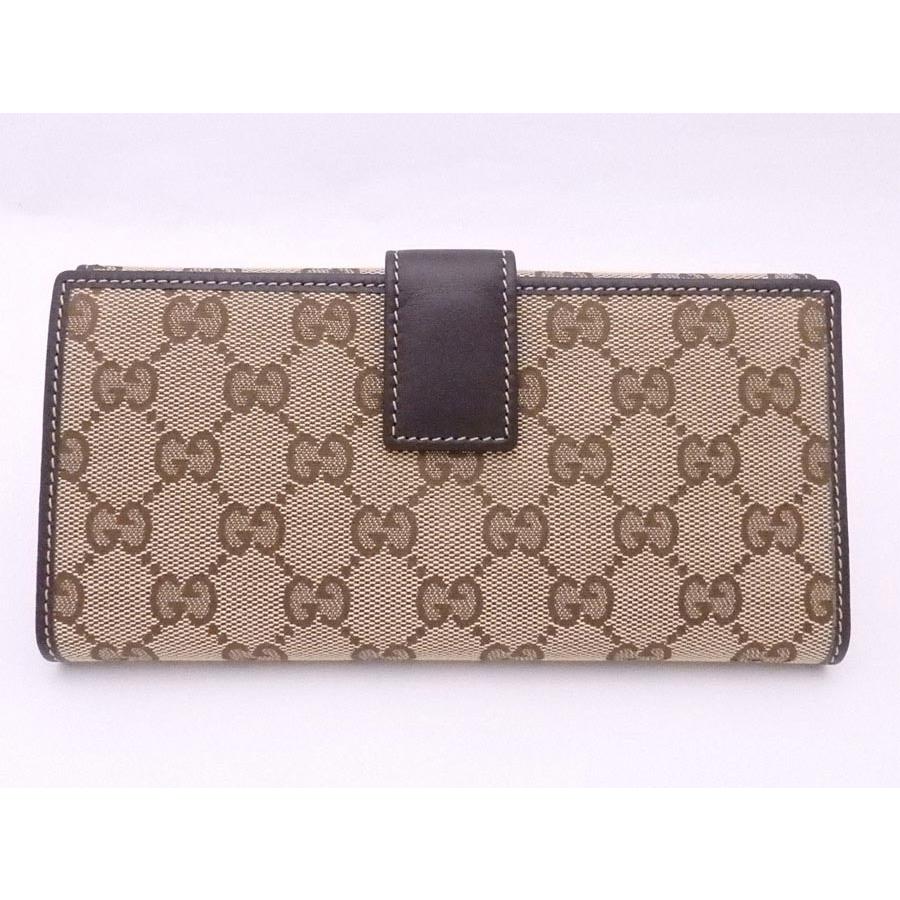 GGキャンバス グッチ Gucci Wホック二つ折り長財布 キャンバスxレザー