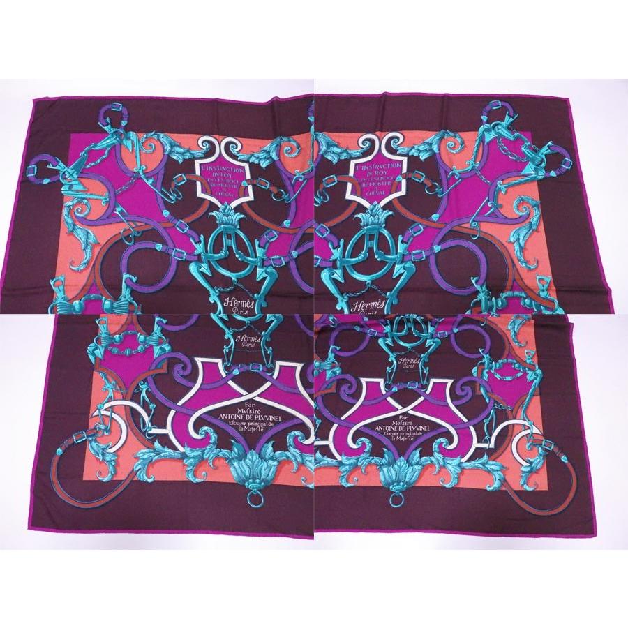 HERMES エルメス ストール 紺x茶x紫等(総柄) - 4103524E0020 HERMES エルメス ショール ストール スカーフ Par Mefsire
