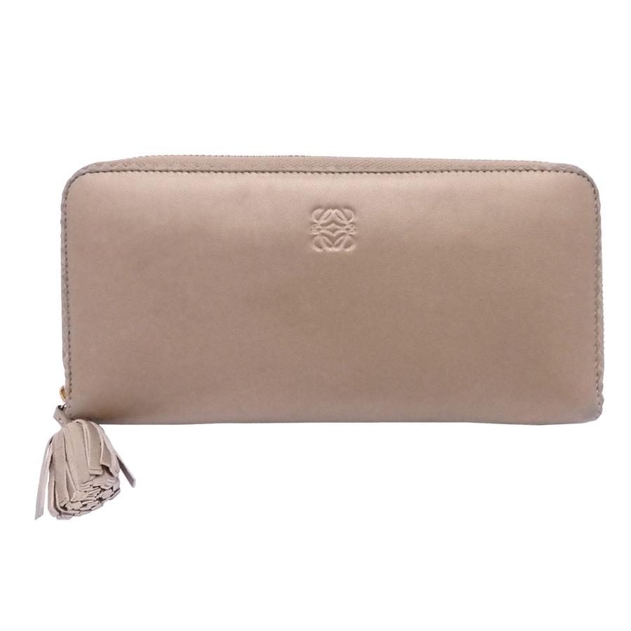 ロエベ LOEWE ラウンドファスナー長財布 アナグラム タッセル レザーｘ