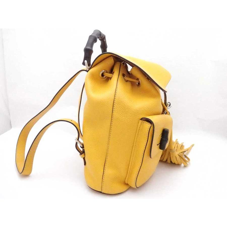 GUCCI イエロー フリンジ リュック GUCCI グッチ リュック バンブー フリンジ レザー イエロー