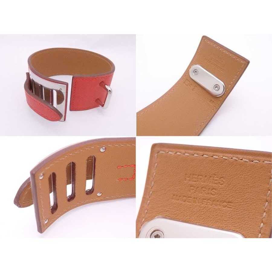 【HERMES 】ブレスレット ブラウン オレンジ HERMES（エルメス） ブレスレット インテンス レザー/メタル レッド
