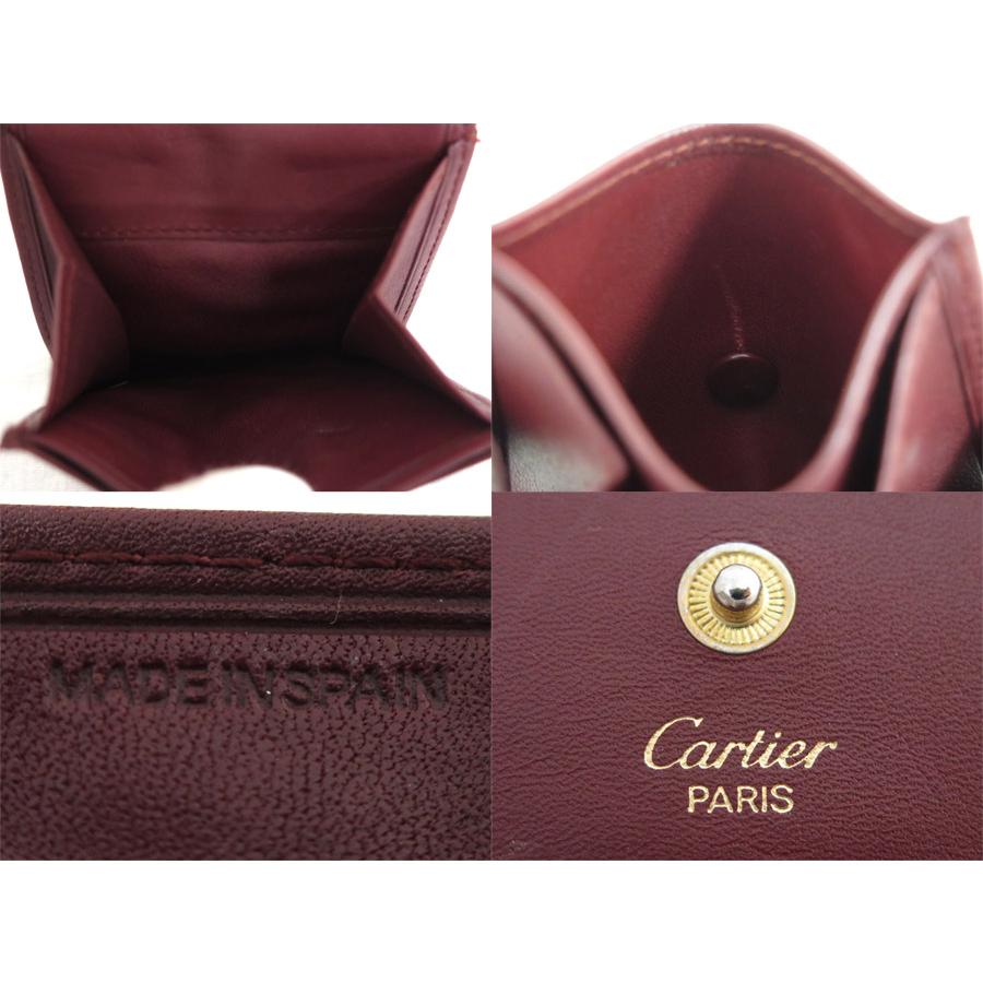 カルティエ Cartier コインケース マストライン レザー バーガンディｘ