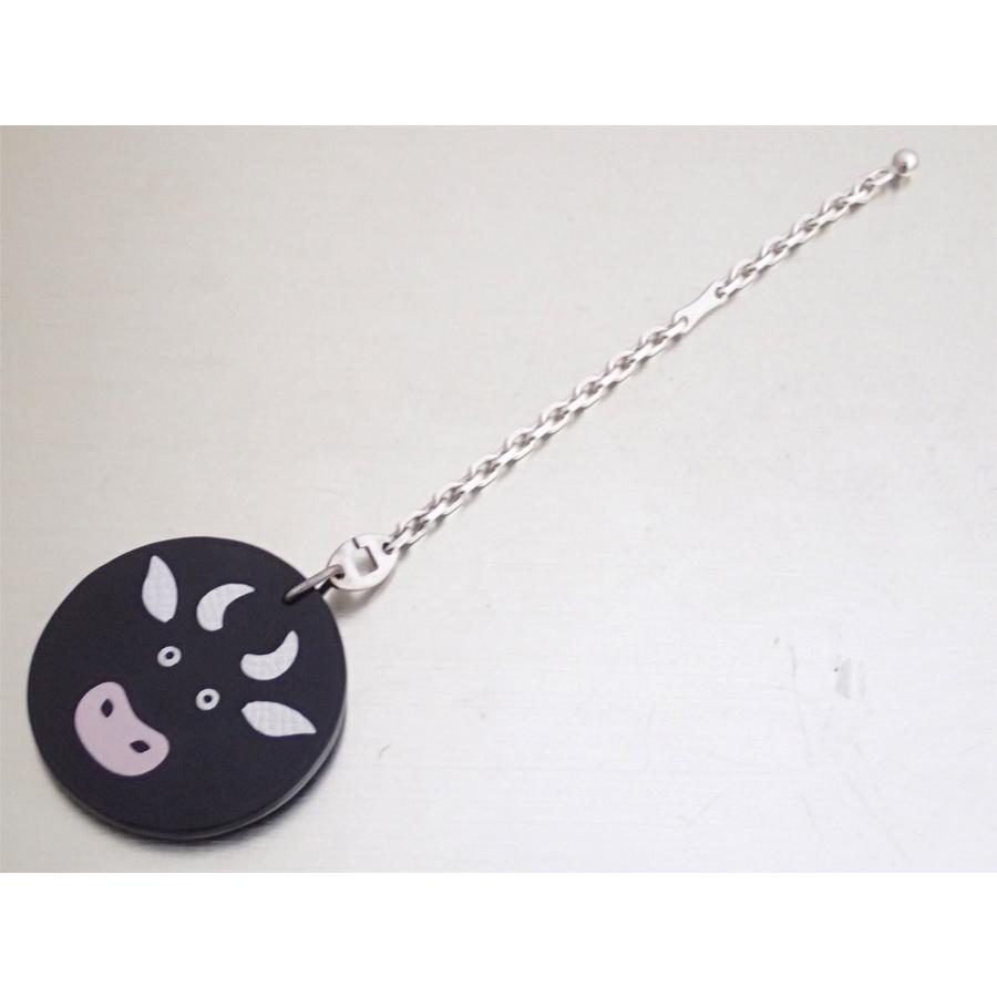 ✨️美品✨️ エルメス アニマルチャーム レザー 牛 ブラック レディース 黒 HERMES（エルメス） チャーム アニマルモチーフ 牛 カウ レザーxSV925