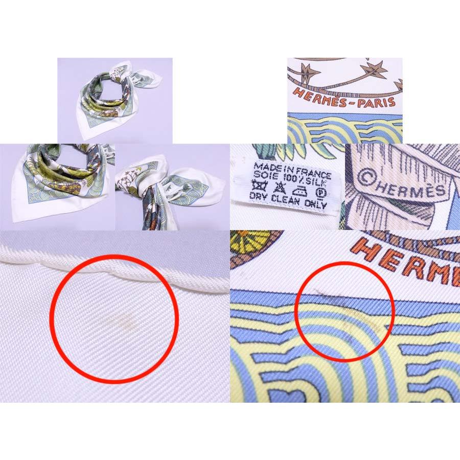 HERMES（エルメス） スカーフ カレ 90 シルク ホワイトxマルチカラー
