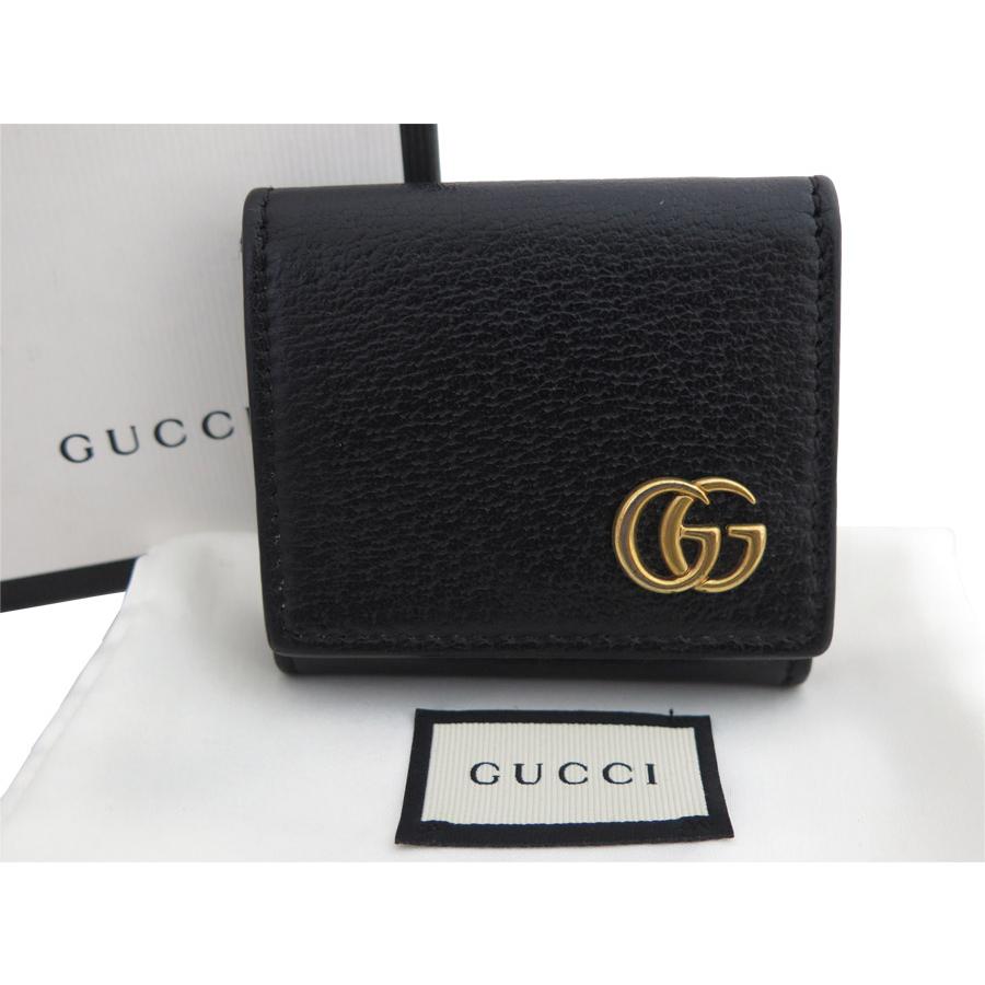 GUCCI（グッチ） コインケース GGマーモント レザー/メタル ブラックx