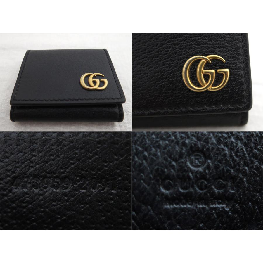 GUCCI（グッチ） コインケース GGマーモント レザー/メタル ブラックx