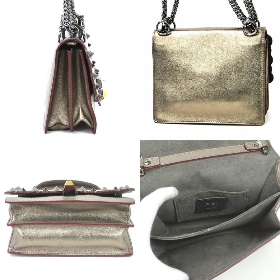 FENDI スタッズ付きレザーショルダーバッグ FENDI（フェンディ） 斜め掛けショルダーバッグ キャナイ レザー