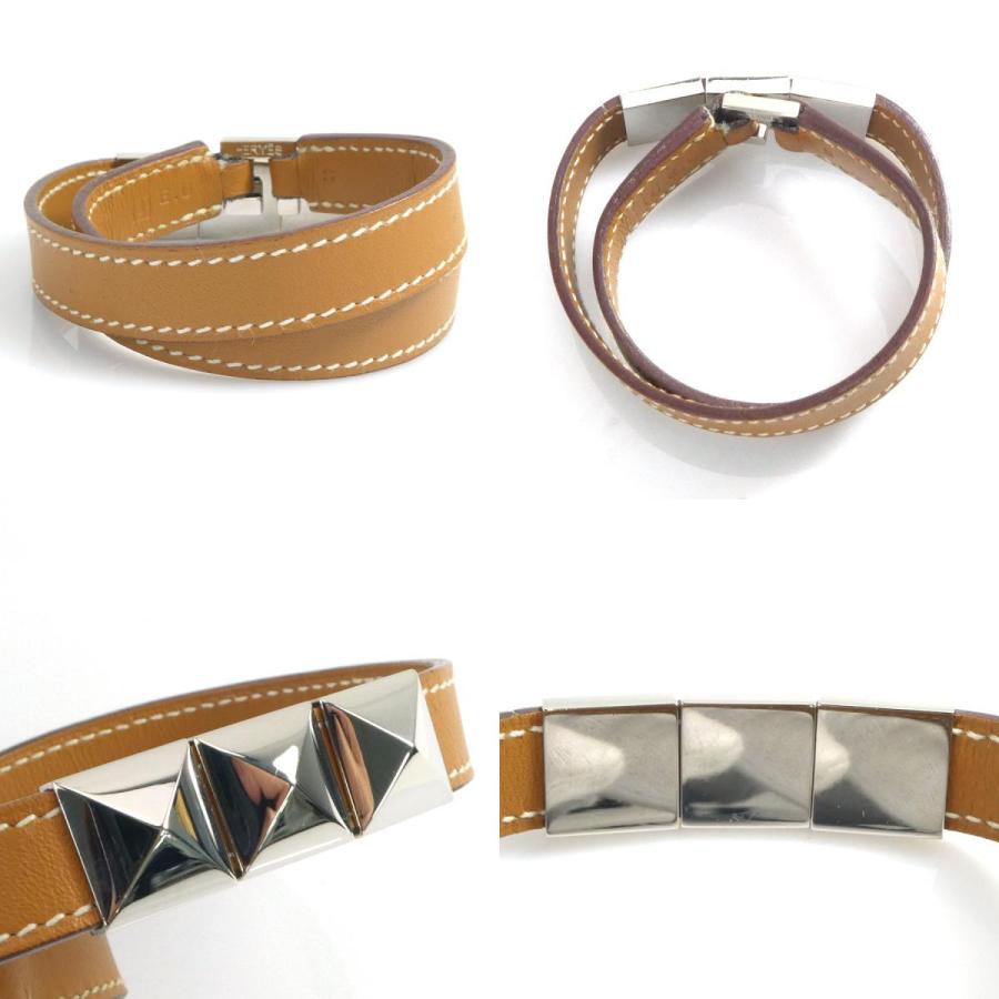 HERMES Leather Bracelet エルメス メドールブレスレット HERMES（エルメス） ブレスレット メドール レザー/メタル ブラウン