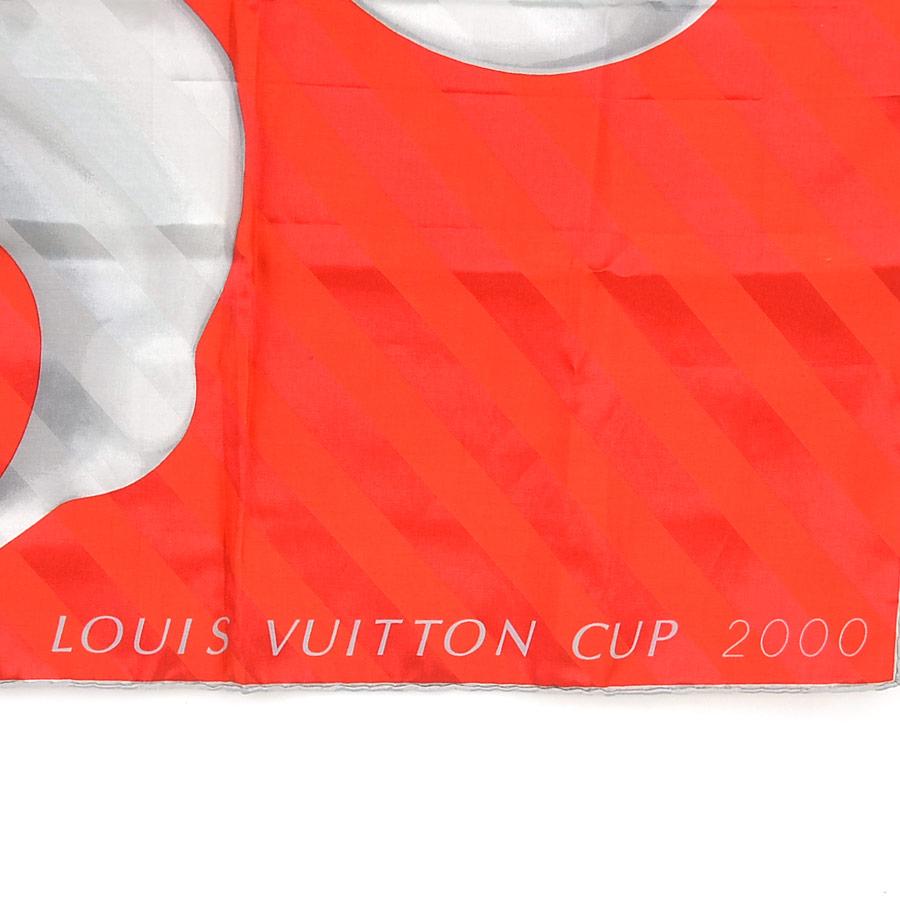 ルイ ヴィトン LOUIS VUITTON スカーフ LOUIS VUITTON CUP 2000 シルク/コットン レッド/グレー｜brandvalue-store｜04