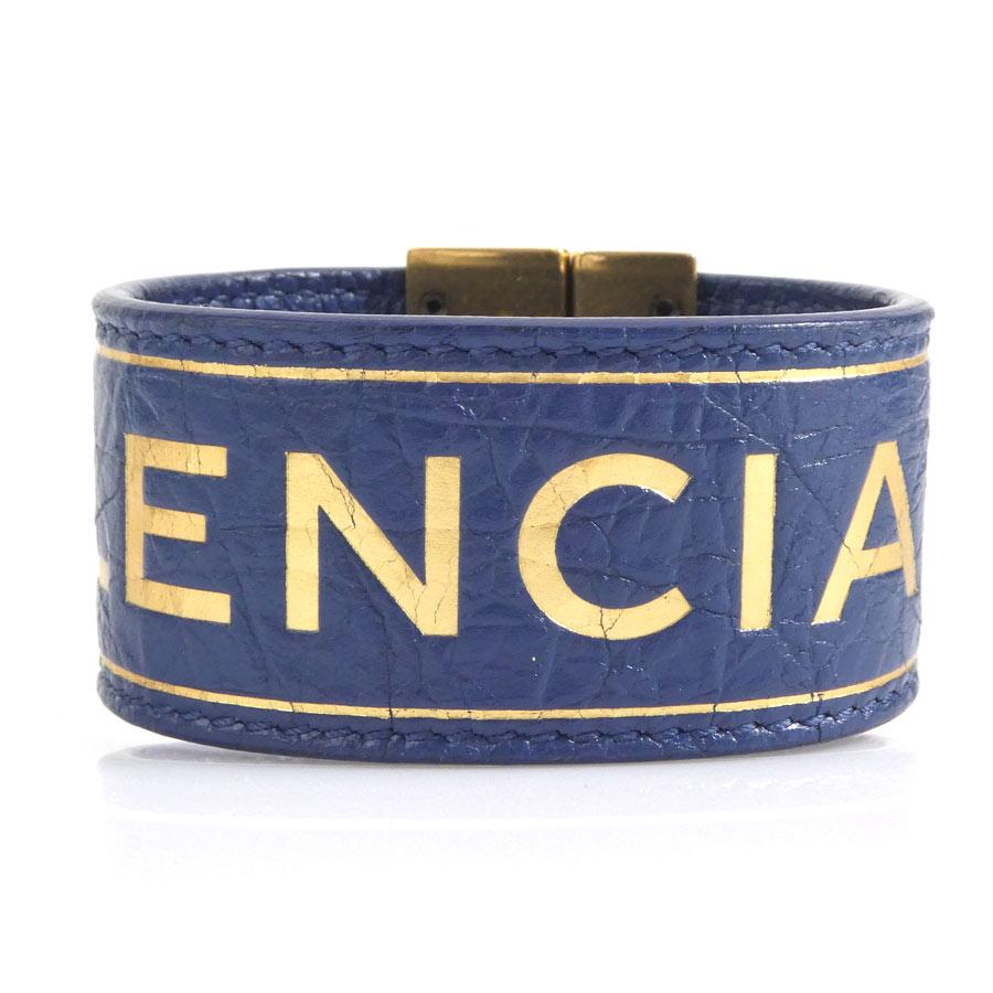 バレンシアガ BALENCIAGA ブレスレット レザー/メタル ダークブルー 