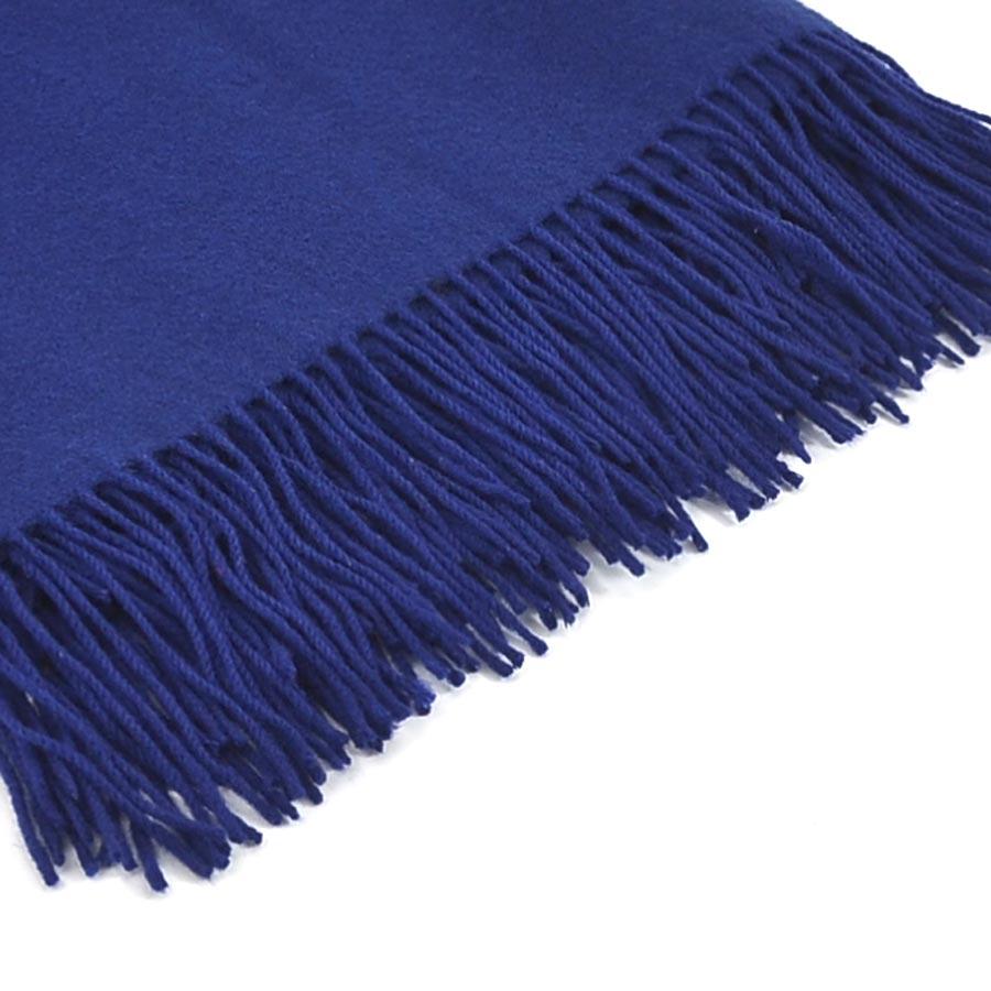 エルメス HERMES ストール ウール ネイビーブルー ブランケット