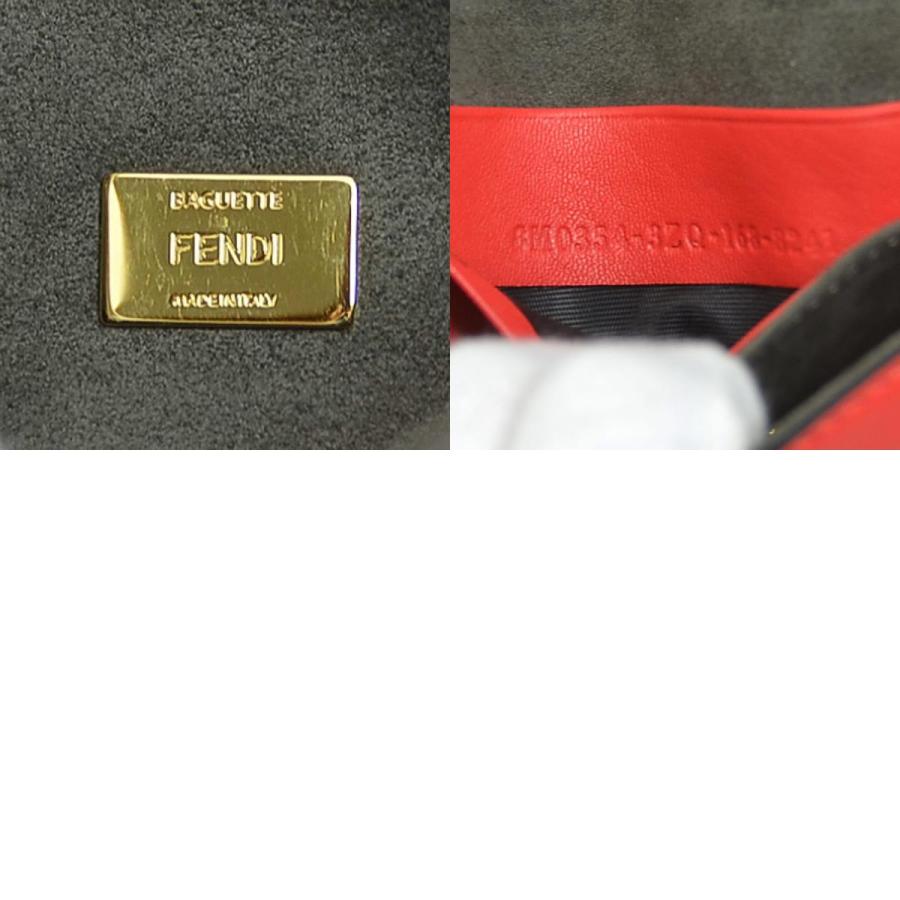 フェンディ FENDI ハンドバッグ マイクロ バゲット レザー/ファー レッド/マルチカラー｜brandvalue-store｜05