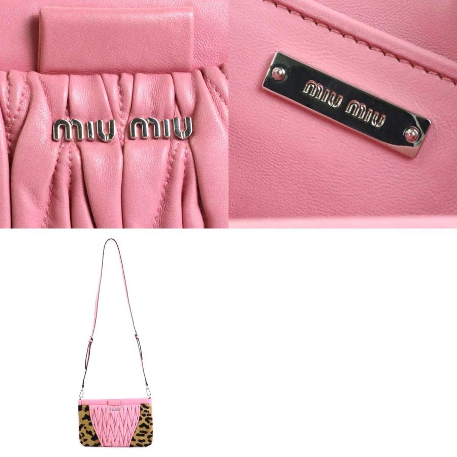 ミュウミュウ MIUMIU 斜め掛けショルダーバッグ レオパード レザー/ハラコ ピンク/ブラウン｜brandvalue-store｜05