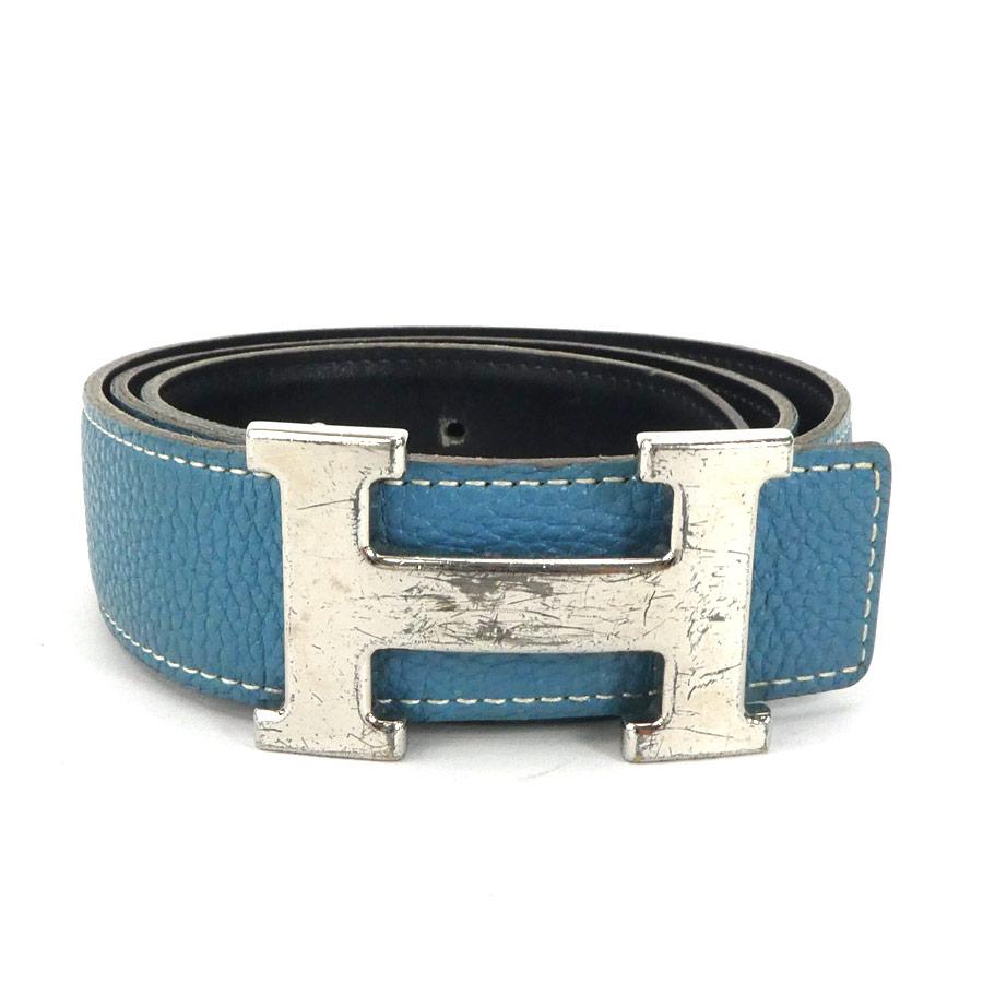 HERMES エルメス ベルト コンスタンス H レザー/メタル ブルー