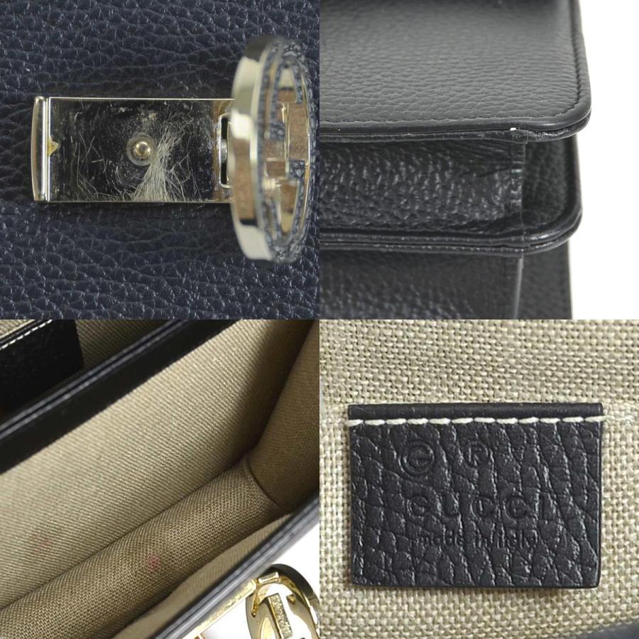 GUCCI グッチ 斜め掛けショルダーバッグ レザー/メタル ブラック
