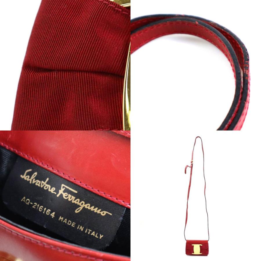 サルヴァトーレフェラガモ Salvatore Ferragamo 斜め掛けショルダーバッグ ヴァラリボン レザー レッド｜brandvalue-store｜05