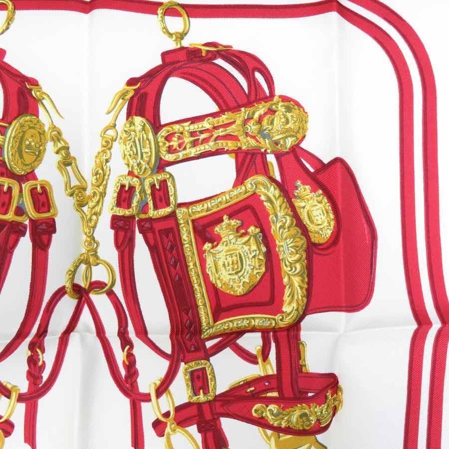 HERMES(エルメス) スカーフ美品 プチカレ アイボリー×オレンジ