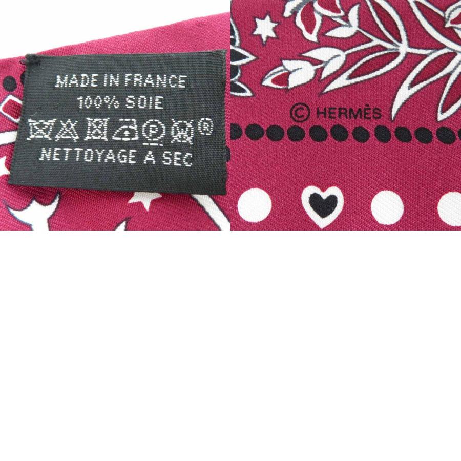 HERMES エルメス スカーフ ツイリー シルク ボルドー/ホワイト