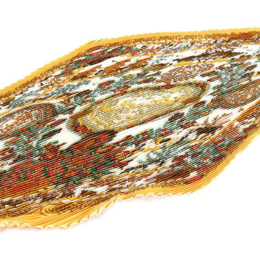 HERMES（エルメス） スカーフ プリーツ シルク イエロー/マルチカラー