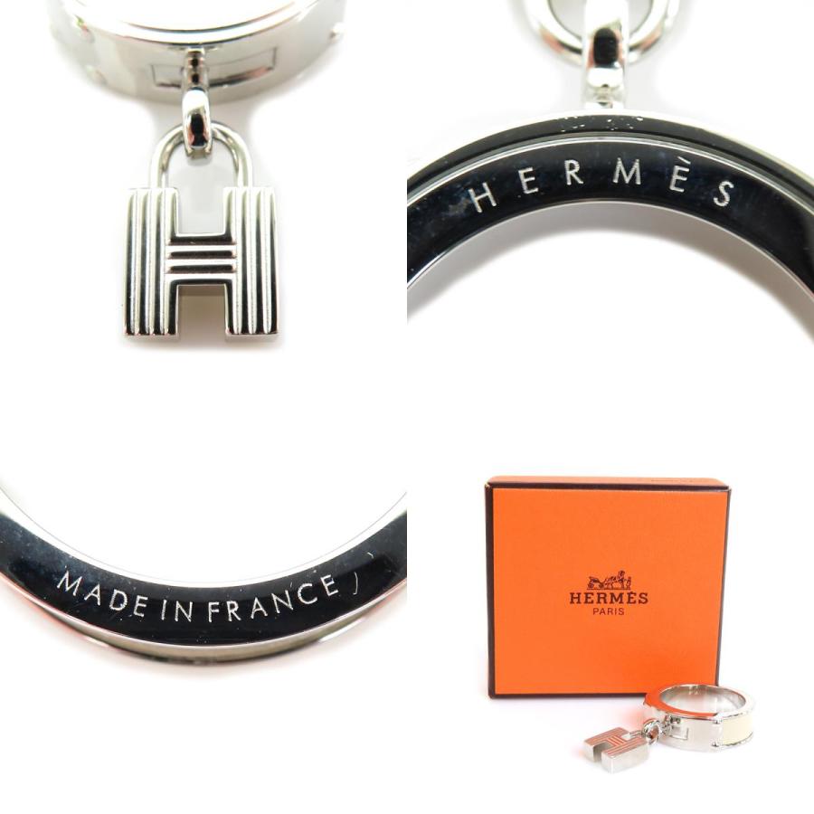 エルメス HERMES スカーフリング Hロゴ カデナ メタル/レザー シルバー