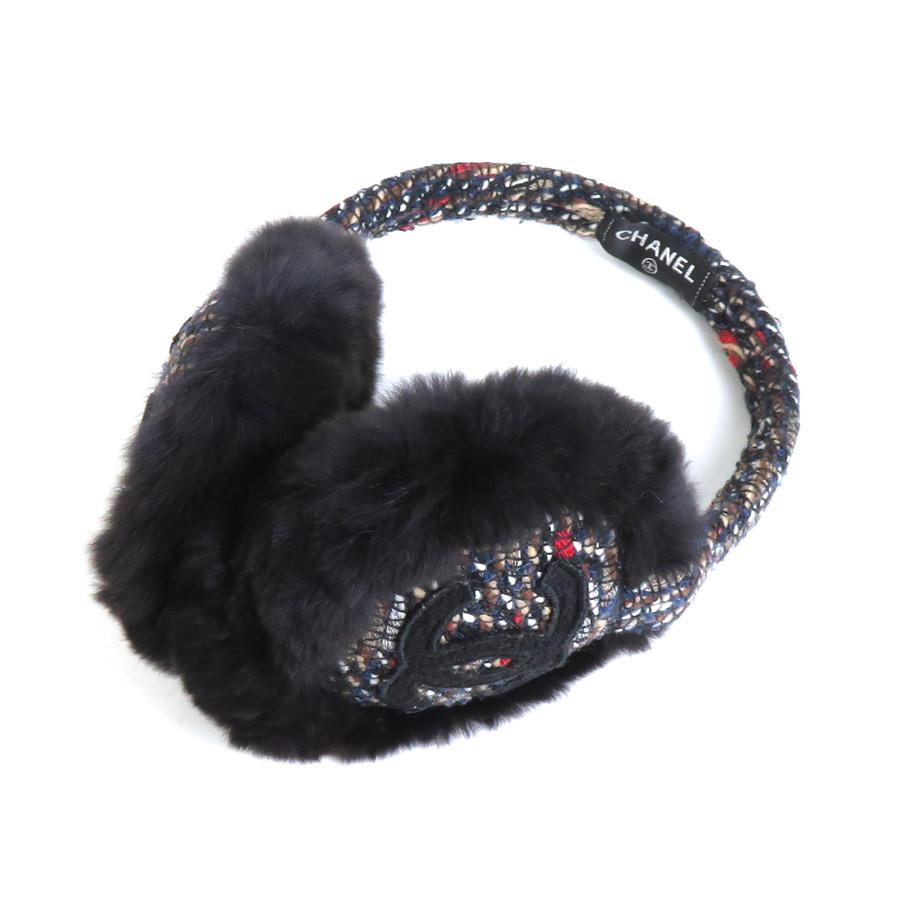 CHANEL シャネル イヤーマフ 耳あて ココマーク ツイード/ファー