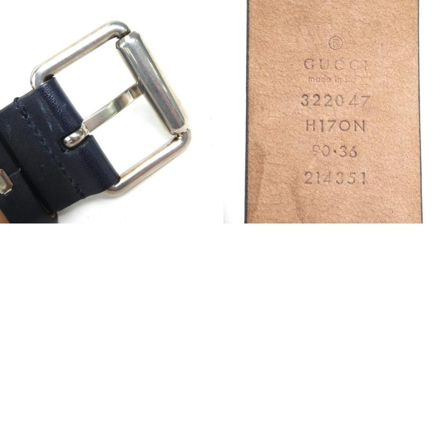 GUCCI グッチ ベルト レザー/キャンバス/メタル ネイビー/レッド