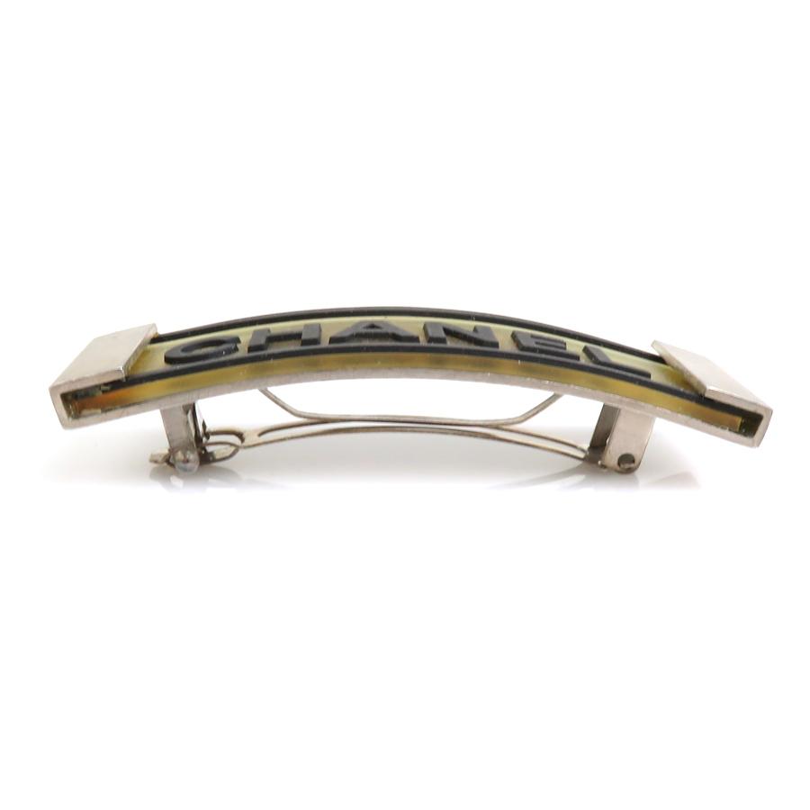 CHANEL シャネル バレッタ ロゴ メタル/ラバー シルバー