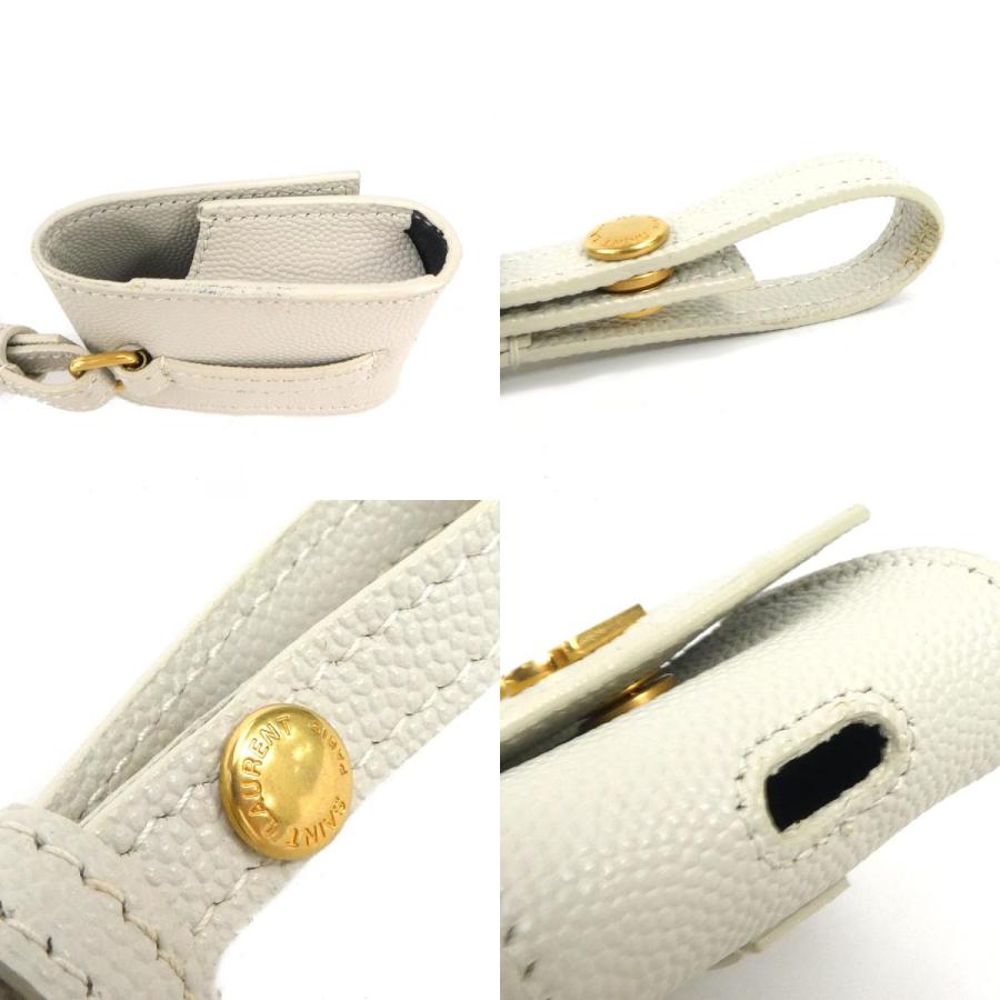 サンローラン SAINT LAURENT AirPodsケース レザー/メタル アイボリー
