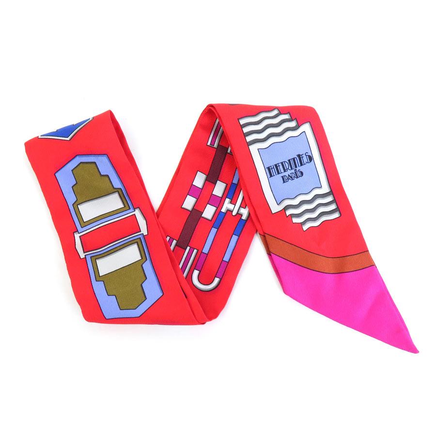 HERMES（エルメス） スカーフ ツイリー シルク レッド/マルチカラー