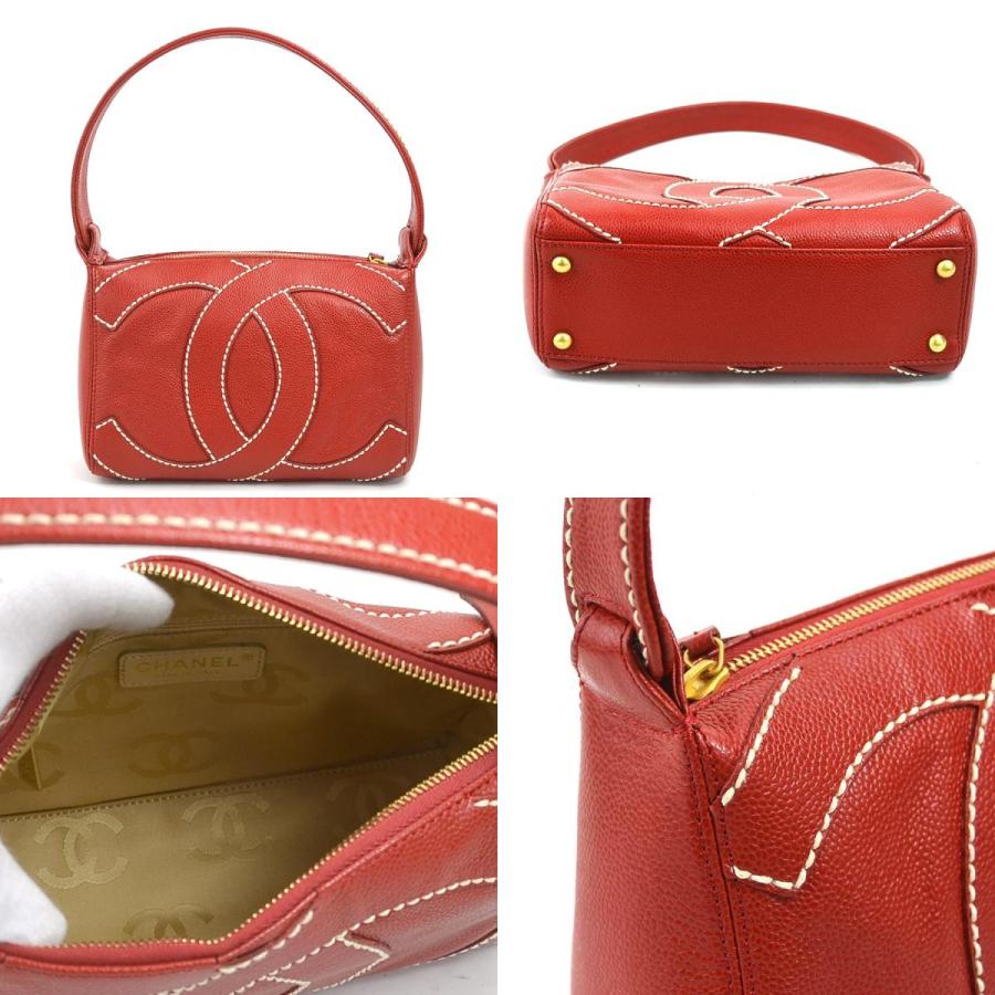 シャネル CHANEL ショルダーバッグ ココマーク レザー レッド/オフ  