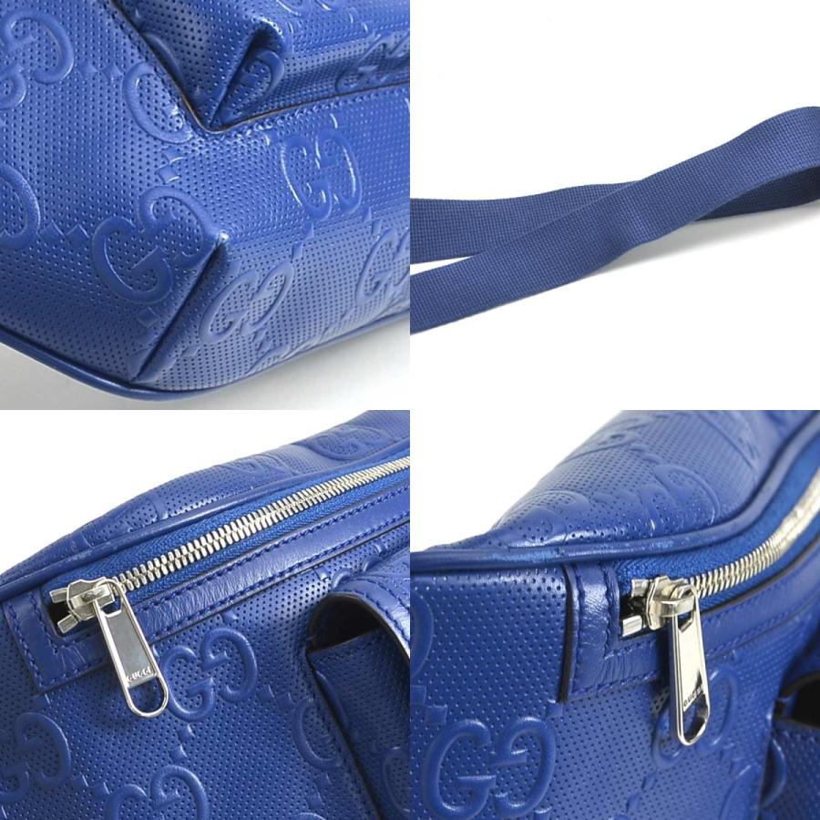 GUCCI ウエストポーチ GGエンボス レザー ボディバッグ ブルー GUCCI ウエストポーチ GGエンボス レザー ボディバッグ ブルー