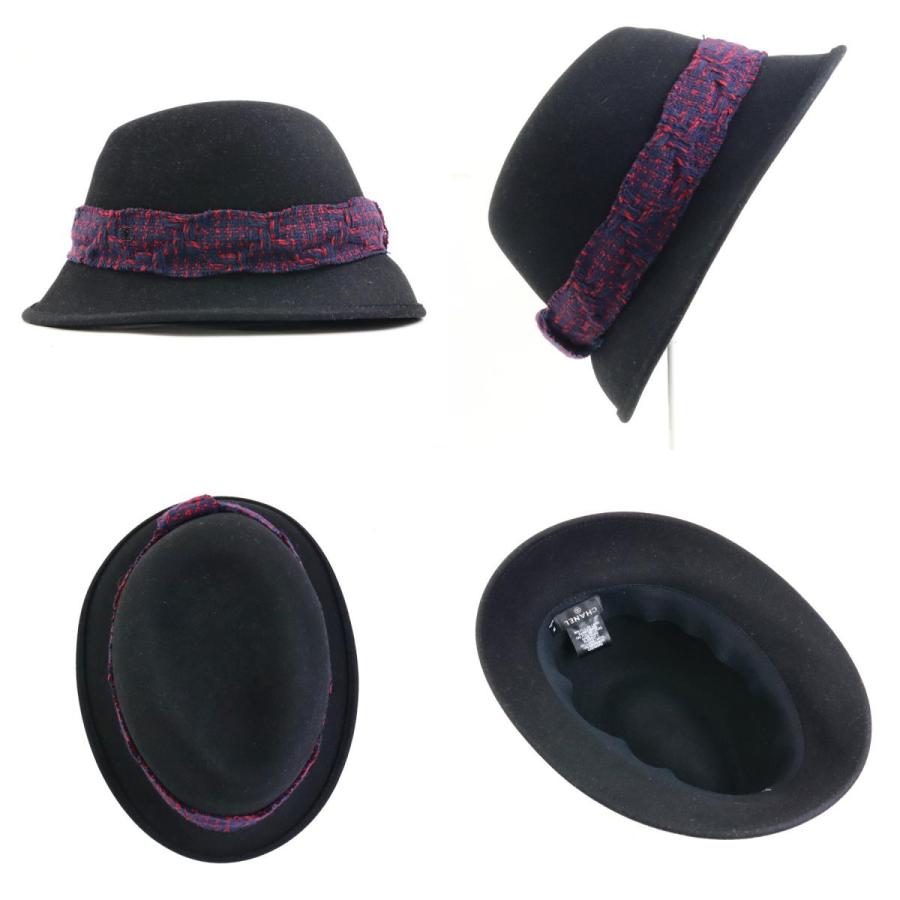 シャネル CHANEL ココマーク ハット ブラック ウール CHANEL シャネル ハット 帽子 ココマーク ウール/カシミヤ