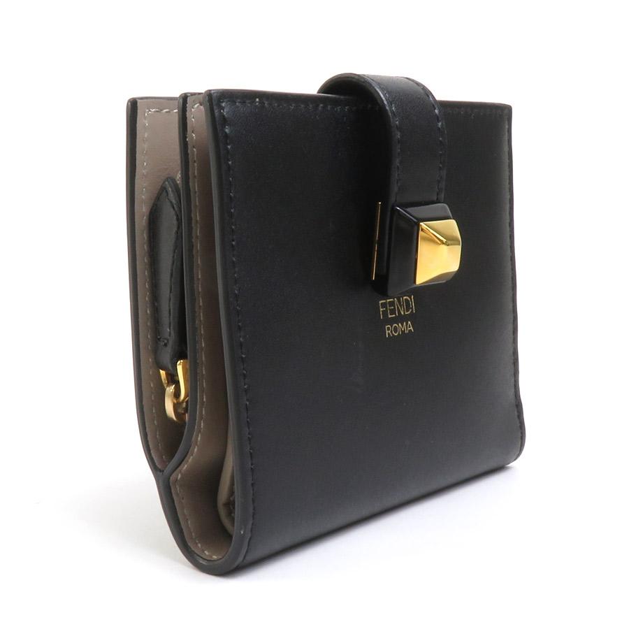 【美品】FENDI フェンディ ブラック 黒 レザー 二つ折り財布 即購入⭕️ FENDI（フェンディ） 二つ折り財布 レザー ブラック : ブランド