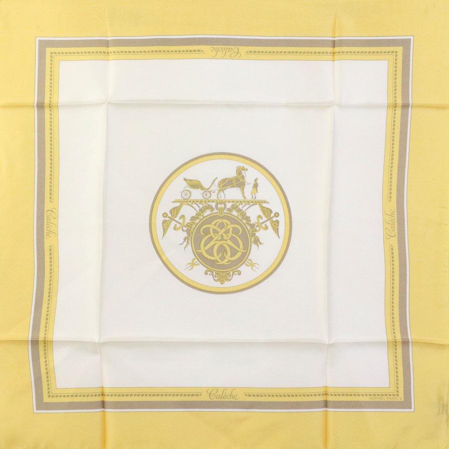 HERMES（エルメス） スカーフ プチカレ シルク イエロー/ホワイト