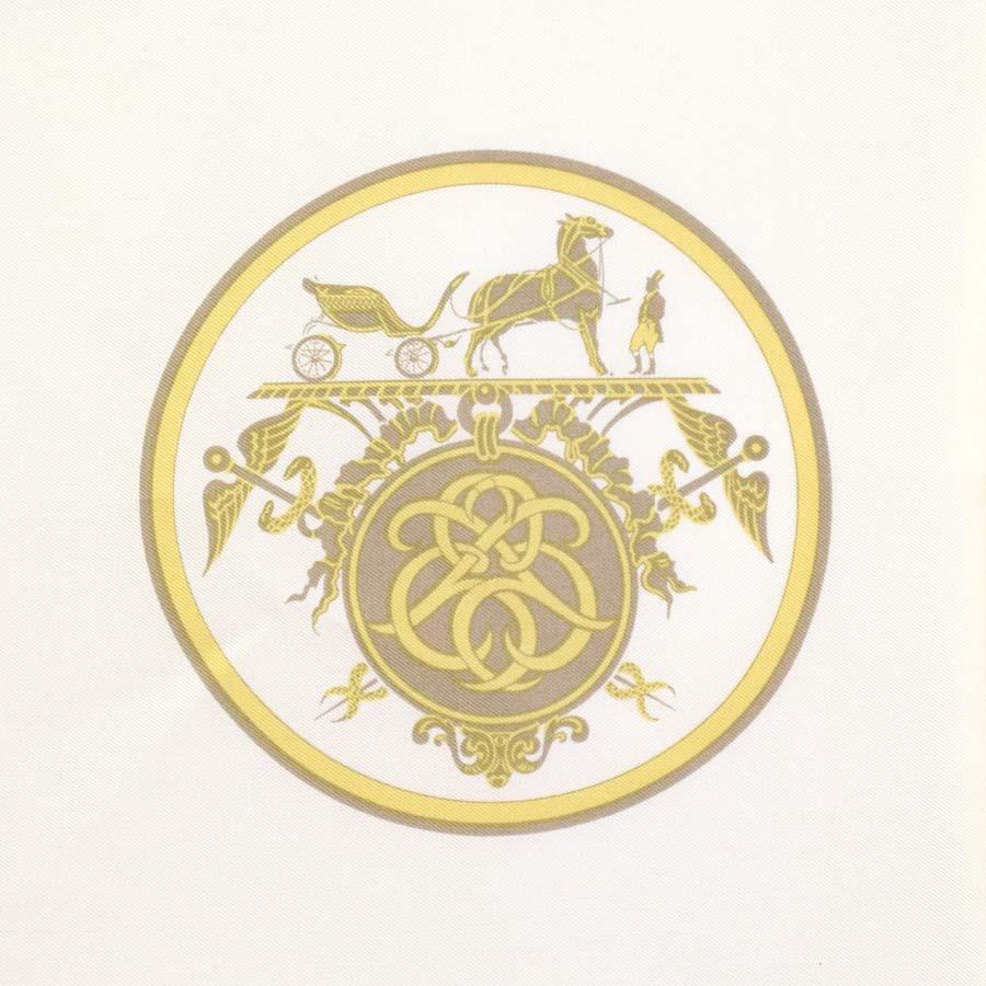 HERMES（エルメス） スカーフ プチカレ シルク イエロー/ホワイト