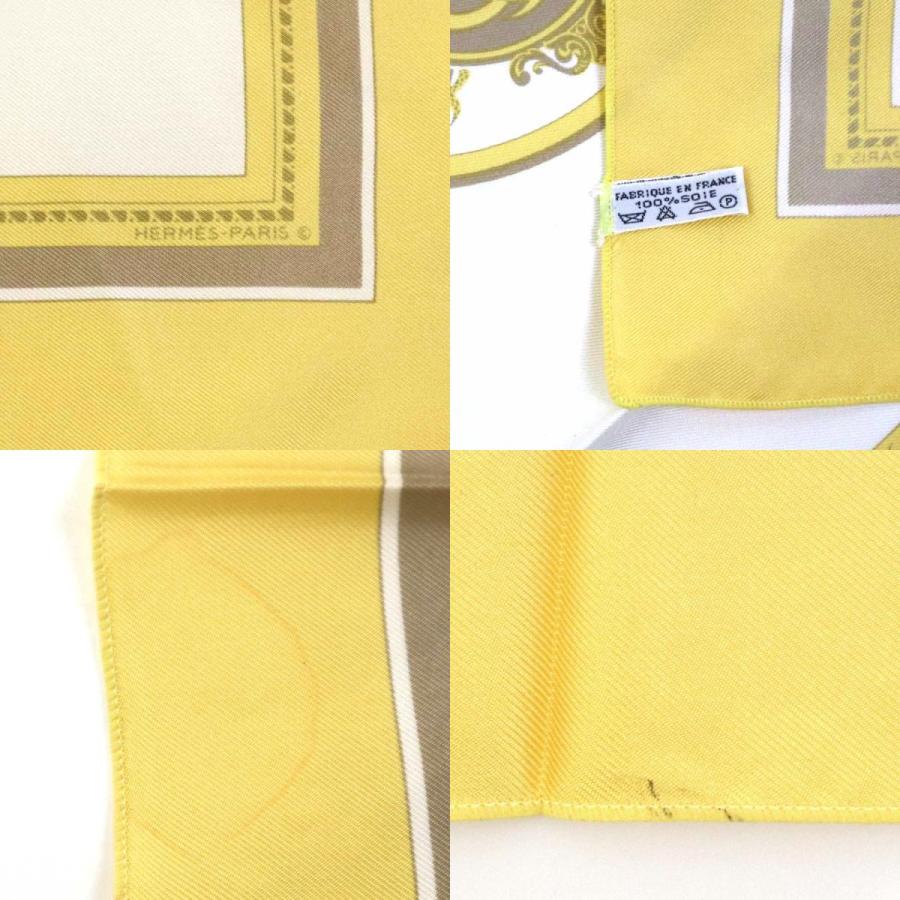 HERMES（エルメス） スカーフ プチカレ シルク イエロー/ホワイト