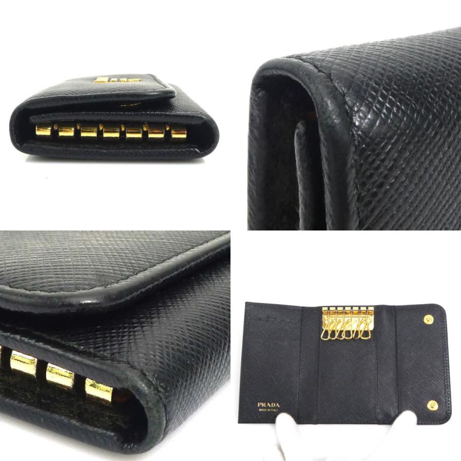 PRADA ブラックキーケース ゴールド金具 PRADA（プラダ） キーケース レザー/メタル ブラック/ゴールド